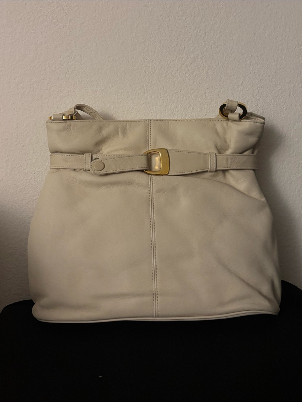 Vintage Brio Genuine Leather Cream Shoulder Bag Purse Bullock’s Tags